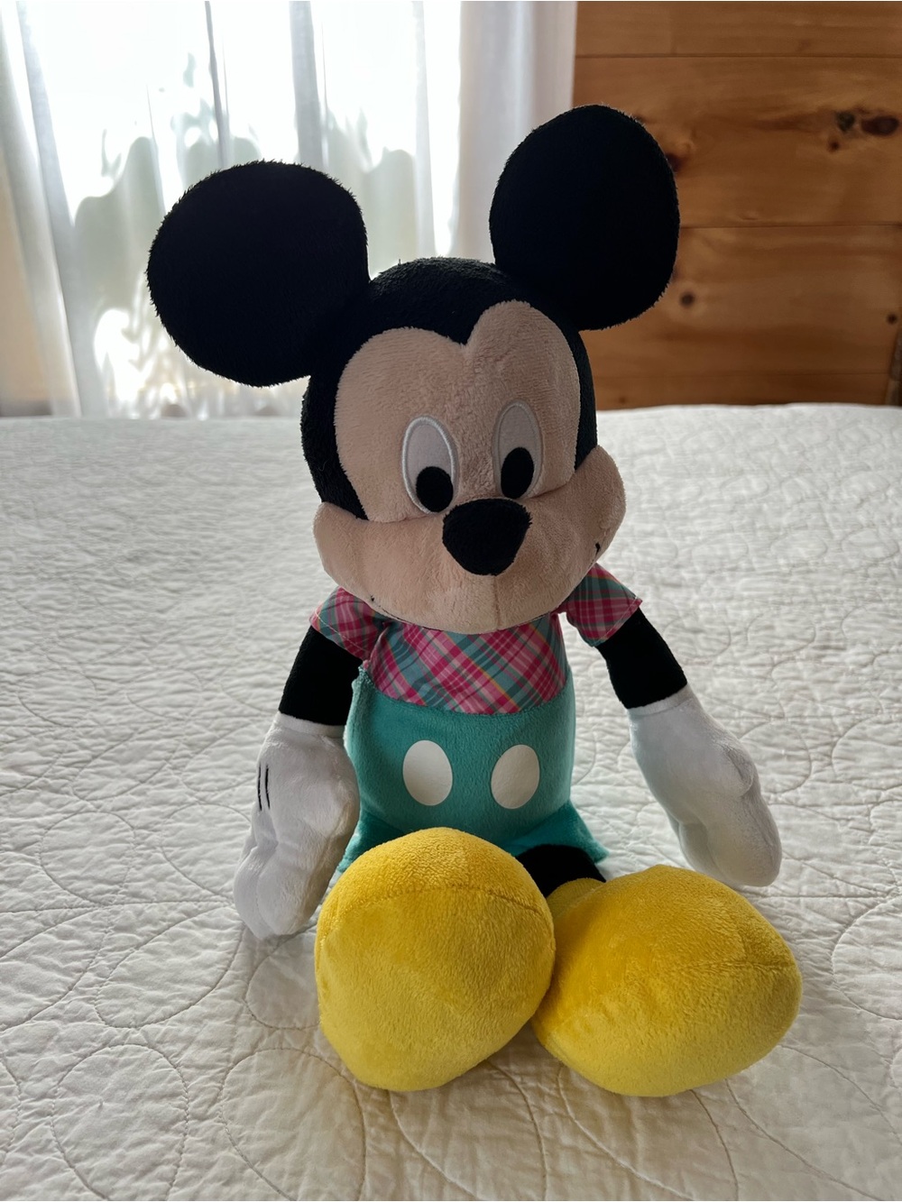Disney Mickey Mouse 19” Just Play Plush - Black, Yellow & Teal w/Plaid Outfit